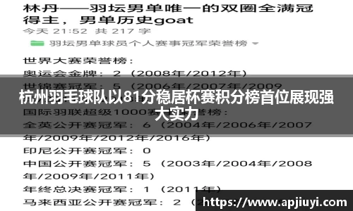 杭州羽毛球队以81分稳居杯赛积分榜首位展现强大实力
